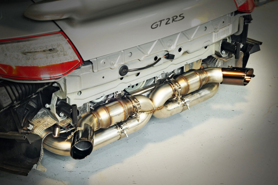 exhaust upgrade for gt2 from awe tuning rear view installed