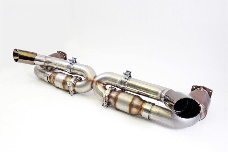 911 turbo exhaust upgrade underside view from awe tuning for 997