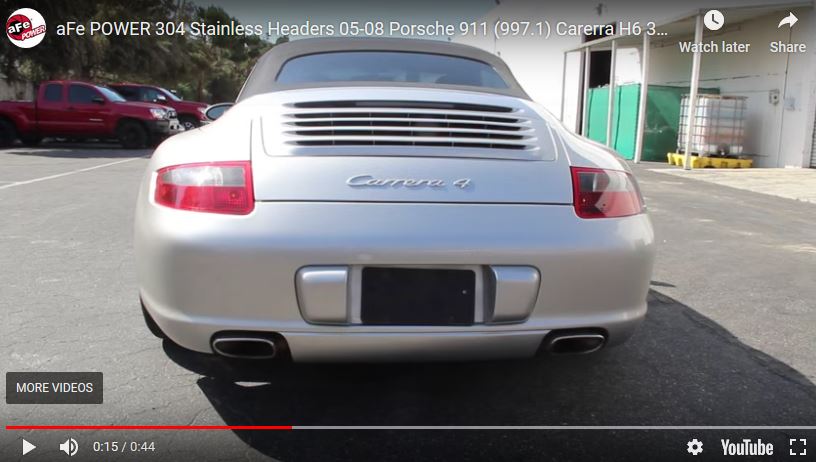 aFe exhaust header upgrade for Porsche 911 Carrera 997