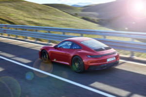 The new 911 Porsche GTS Coupe in red