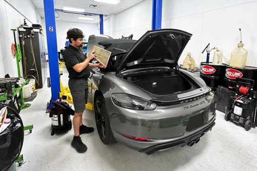 Porsche 911, Boxster, Cayman, Cayenne, Panamera and Porsche Macan repair and maintenances services by mechanics at Fifth Gear Autosports near Lewisville, TX.