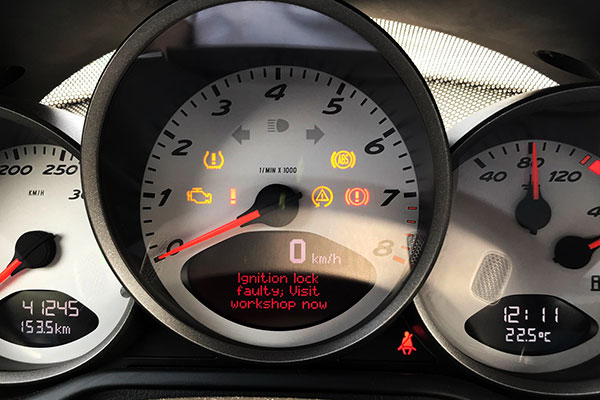 Porsche 911 ignition lock faulty visit workshop