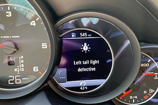 Porsche Tail Light Defective message