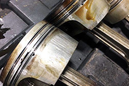 Scored pistons and cylinders are a classic sign of the need to rebuild a Porsche engine.