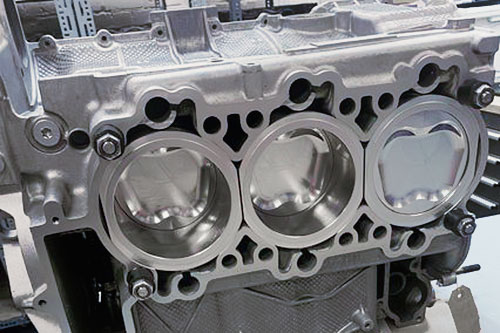 hartech closed deck design with matched liners and pistons in a Porsche M96 engine rebuild.