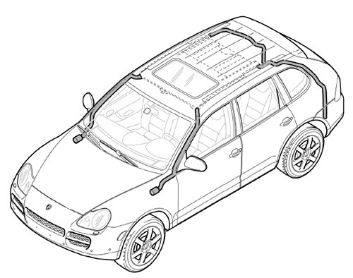 blocked sunroof drains on the Porsche Cayenne