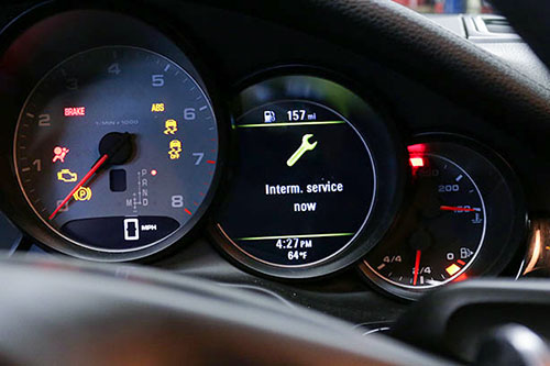 Porsche dashboard maintenance service interval message