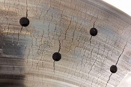 Cracked drilled rotors